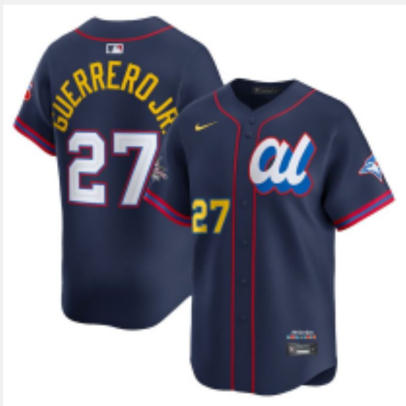 Men 2025 Toronto Blue Jays 27 Guerrero jr Blue All star Blank Blue Nike MLB Jersey style 5